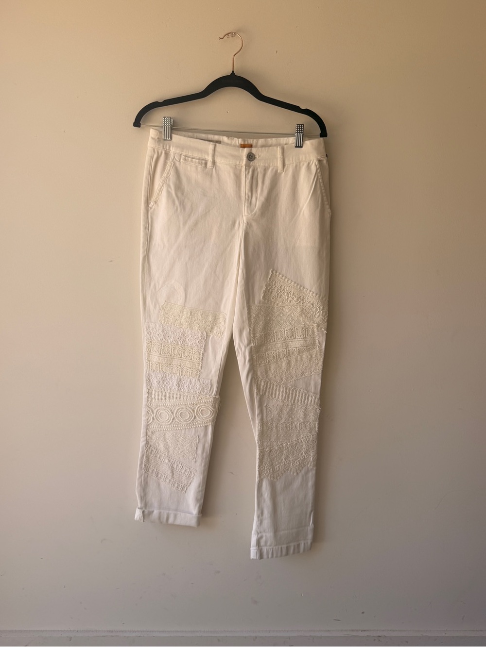 Pilcro and the Letterpress White Embroidered Cropped Pants